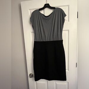 Loft   2 toned gray and black dress - straight , knee length